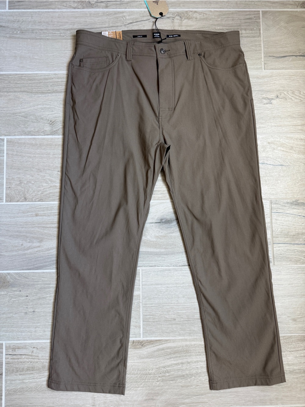 prAna Mens 40x30 Brion Slim Pant II Mud Brown Tapered Hiking Travel Pants NWT